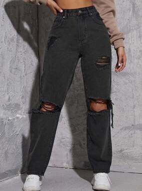 Levi’s High Waist Ripped Straight Leg Jeans
